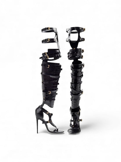 Knee High Gladiator - Black