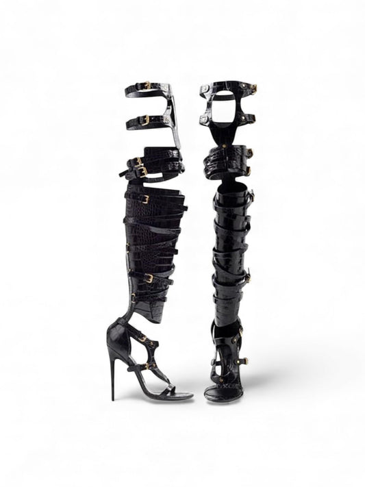 Knee High Gladiator - Black