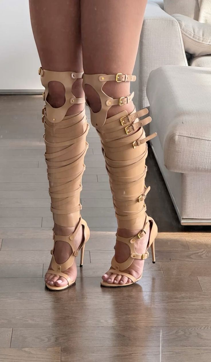 Knee High Gladiator - Beige