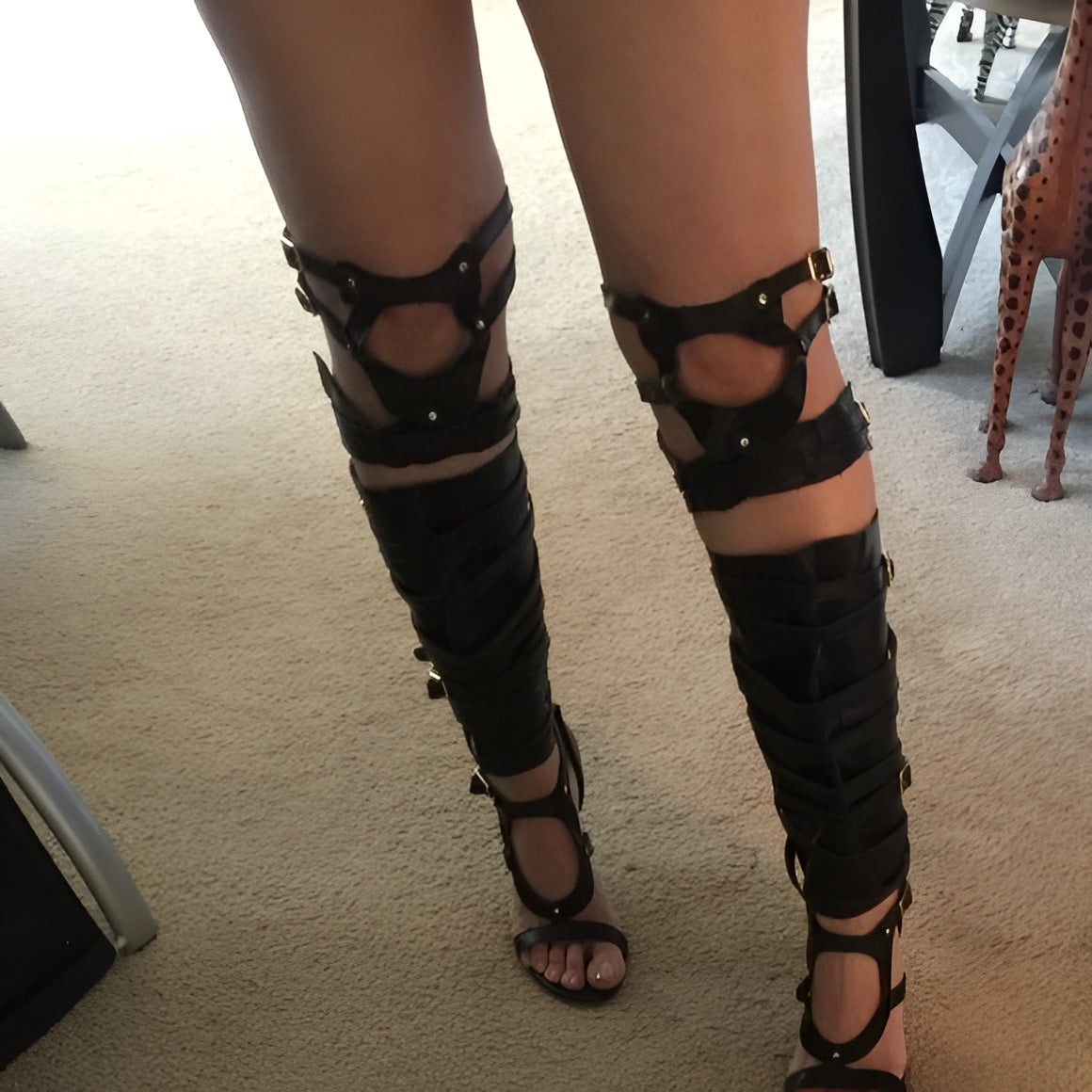 Knee High Gladiator - Black